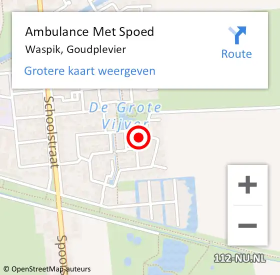 Locatie op kaart van de 112 melding: Ambulance Met Spoed Naar Waspik, Goudplevier op 19 oktober 2017 21:02
