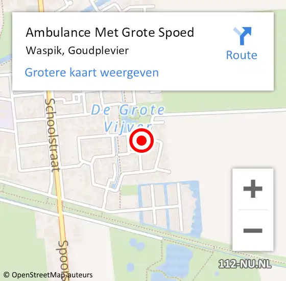 Locatie op kaart van de 112 melding: Ambulance Met Grote Spoed Naar Waspik, Goudplevier op 19 oktober 2017 21:05