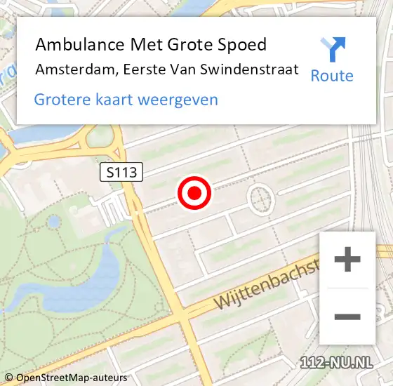 Locatie op kaart van de 112 melding: Ambulance Met Grote Spoed Naar Amsterdam, Eerste Van Swindenstraat op 19 oktober 2017 21:45