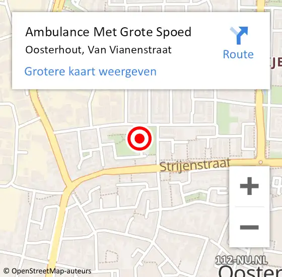 Locatie op kaart van de 112 melding: Ambulance Met Grote Spoed Naar Oosterhout, Van Vianenstraat op 19 oktober 2017 21:58