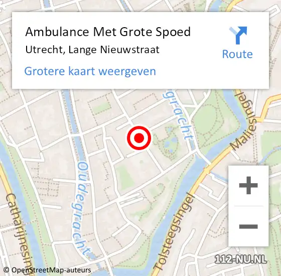 Locatie op kaart van de 112 melding: Ambulance Met Grote Spoed Naar Utrecht, Lange Nieuwstraat op 19 oktober 2017 22:20
