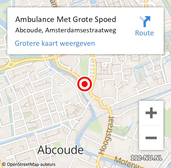 Locatie op kaart van de 112 melding: Ambulance Met Grote Spoed Naar Abcoude, Amsterdamsestraatweg op 19 oktober 2017 22:36