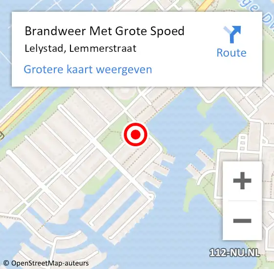 Locatie op kaart van de 112 melding: Brandweer Met Grote Spoed Naar Lelystad, Lemmerstraat op 19 oktober 2017 23:16