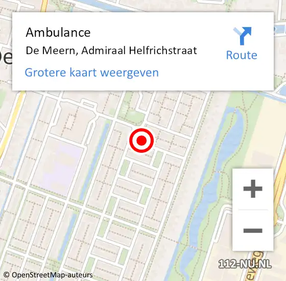 Locatie op kaart van de 112 melding: Ambulance De Meern, Admiraal Helfrichstraat op 20 oktober 2017 01:12