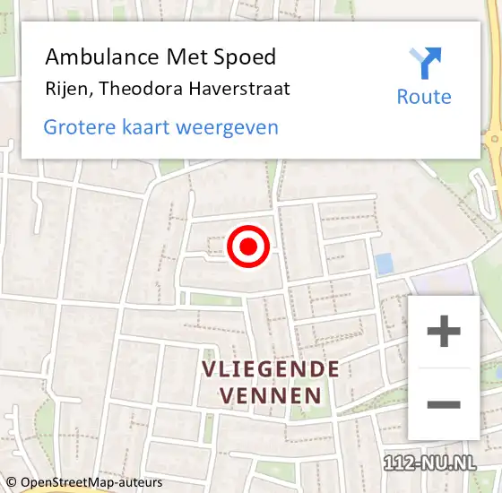 Locatie op kaart van de 112 melding: Ambulance Met Spoed Naar Rijen, Theodora Haverstraat op 20 oktober 2017 08:17