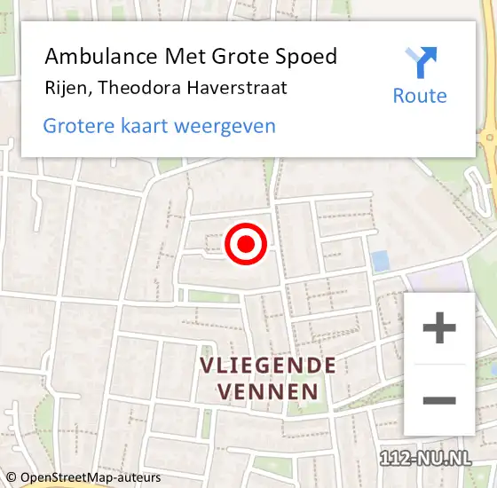 Locatie op kaart van de 112 melding: Ambulance Met Grote Spoed Naar Rijen, Theodora Haverstraat op 20 oktober 2017 08:20