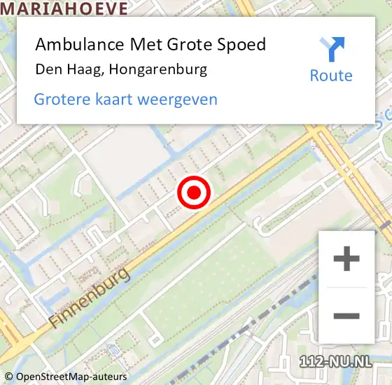 Locatie op kaart van de 112 melding: Ambulance Met Grote Spoed Naar Den Haag, Hongarenburg op 20 oktober 2017 08:35
