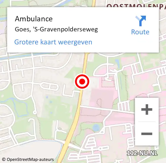 Locatie op kaart van de 112 melding: Ambulance Goes, 'S-Gravenpolderseweg op 20 oktober 2017 09:30