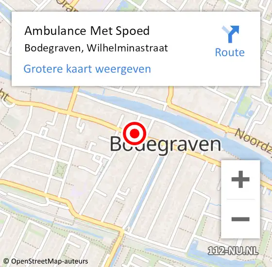 Locatie op kaart van de 112 melding: Ambulance Met Spoed Naar Bodegraven, Wilhelminastraat op 20 oktober 2017 09:42