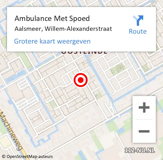 Locatie op kaart van de 112 melding: Ambulance Met Spoed Naar Aalsmeer, Willem-Alexanderstraat op 20 oktober 2017 09:57