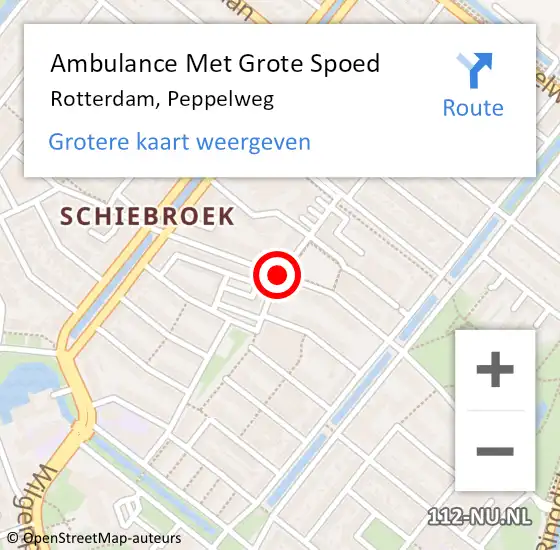 Locatie op kaart van de 112 melding: Ambulance Met Grote Spoed Naar Rotterdam, Peppelweg op 20 oktober 2017 11:44
