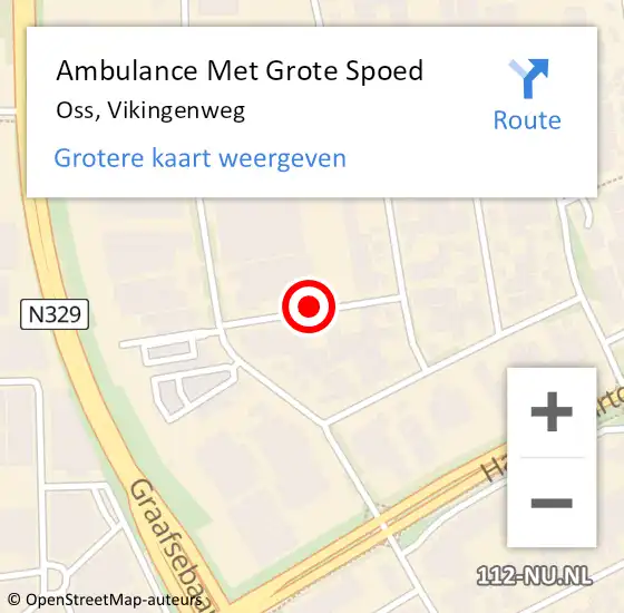 Locatie op kaart van de 112 melding: Ambulance Met Grote Spoed Naar Oss, Vikingenweg op 20 oktober 2017 13:49