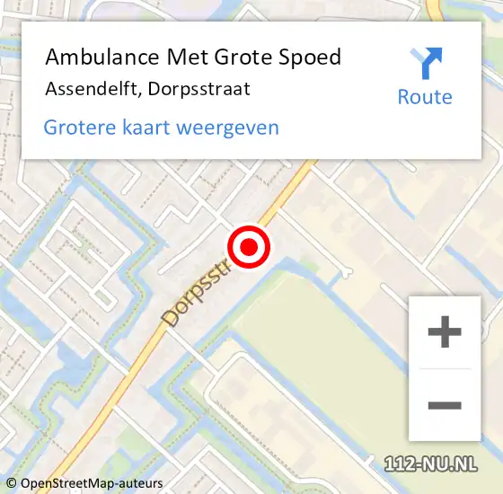Locatie op kaart van de 112 melding: Ambulance Met Grote Spoed Naar Assendelft, Dorpsstraat op 20 oktober 2017 15:10
