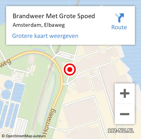 Locatie op kaart van de 112 melding: Brandweer Met Grote Spoed Naar Amsterdam, Elbaweg op 20 oktober 2017 16:05