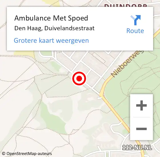 Locatie op kaart van de 112 melding: Ambulance Met Spoed Naar Den Haag, Duivelandsestraat op 20 oktober 2017 16:23