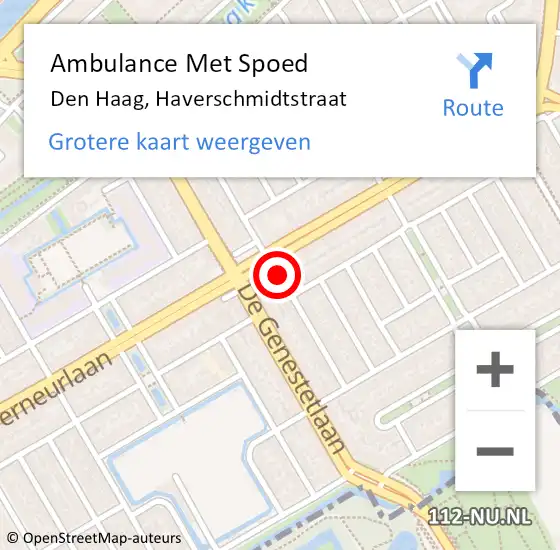 Locatie op kaart van de 112 melding: Ambulance Met Spoed Naar Den Haag, Haverschmidtstraat op 20 oktober 2017 18:04