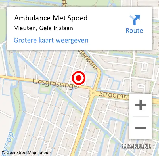 Locatie op kaart van de 112 melding: Ambulance Met Spoed Naar Vleuten, Gele Irislaan op 21 oktober 2017 01:12