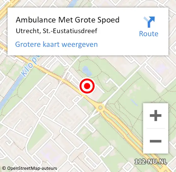 Locatie op kaart van de 112 melding: Ambulance Met Grote Spoed Naar Utrecht, St.-Eustatiusdreef op 21 oktober 2017 04:58