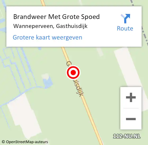 Locatie op kaart van de 112 melding: Brandweer Met Grote Spoed Naar Wanneperveen, Gasthuisdijk op 21 oktober 2017 07:07