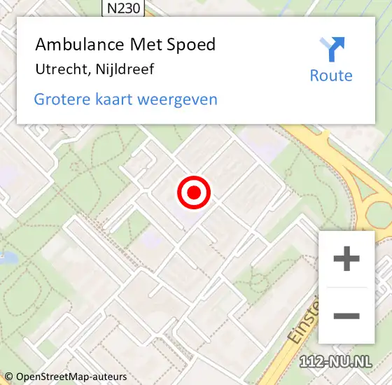 Locatie op kaart van de 112 melding: Ambulance Met Spoed Naar Utrecht, Nijldreef op 21 oktober 2017 07:49