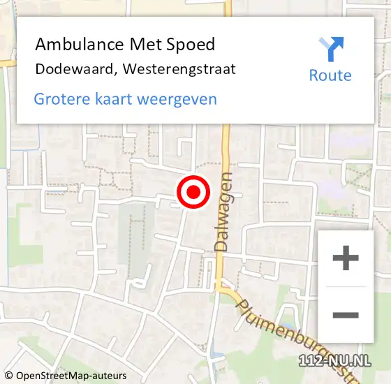 Locatie op kaart van de 112 melding: Ambulance Met Spoed Naar Dodewaard, Westerengstraat op 21 oktober 2017 08:54