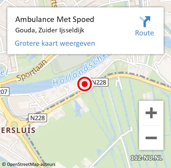Locatie op kaart van de 112 melding: Ambulance Met Spoed Naar Gouda, Zuider Ijsseldijk op 21 oktober 2017 09:51