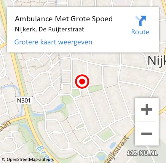 Locatie op kaart van de 112 melding: Ambulance Met Grote Spoed Naar Nijkerk, De Ruijterstraat op 21 oktober 2017 13:08