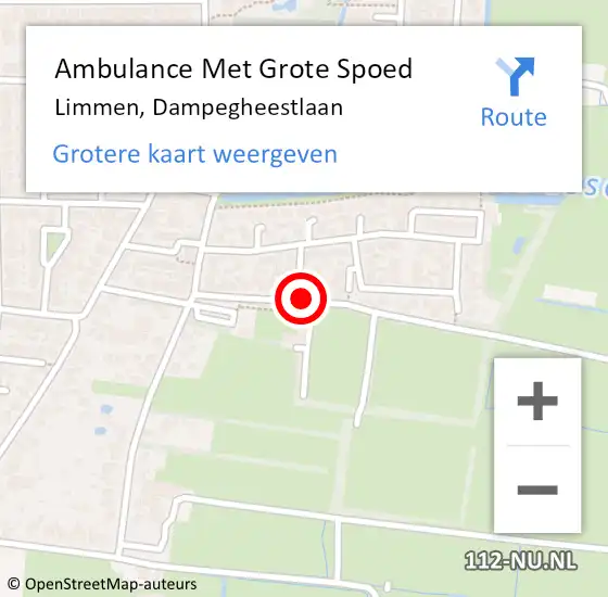 Locatie op kaart van de 112 melding: Ambulance Met Grote Spoed Naar Limmen, Dampegheestlaan op 21 oktober 2017 13:20