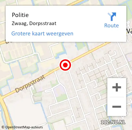 Locatie op kaart van de 112 melding: Politie Zwaag, Dorpsstraat op 21 oktober 2017 16:23