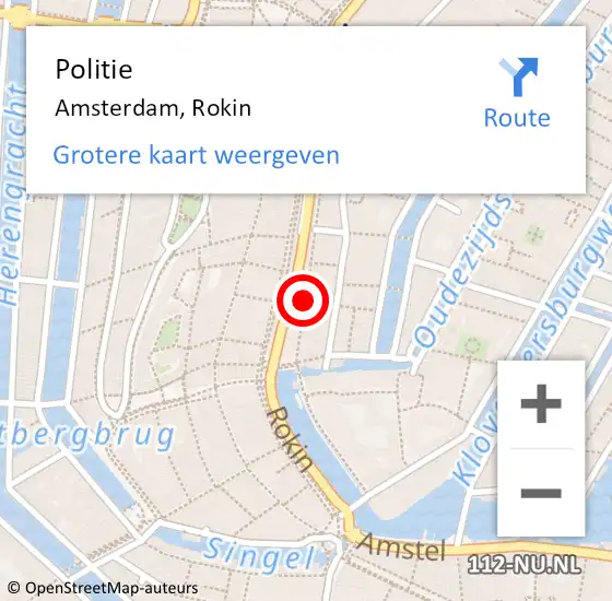 Locatie op kaart van de 112 melding: Politie Amsterdam, Rokin op 21 oktober 2017 16:25