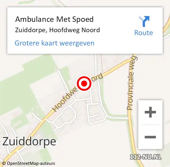 Locatie op kaart van de 112 melding: Ambulance Met Spoed Naar Zuiddorpe, Hoofdweg Noord op 21 oktober 2017 16:35