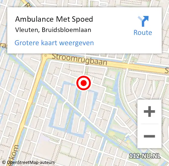 Locatie op kaart van de 112 melding: Ambulance Met Spoed Naar Vleuten, Bruidsbloemlaan op 21 oktober 2017 16:38