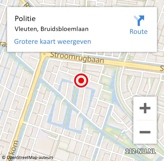 Locatie op kaart van de 112 melding: Politie Vleuten, Bruidsbloemlaan op 21 oktober 2017 16:39