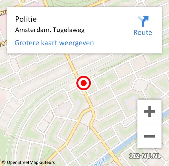 Locatie op kaart van de 112 melding: Politie Amsterdam, Tugelaweg op 21 oktober 2017 16:52