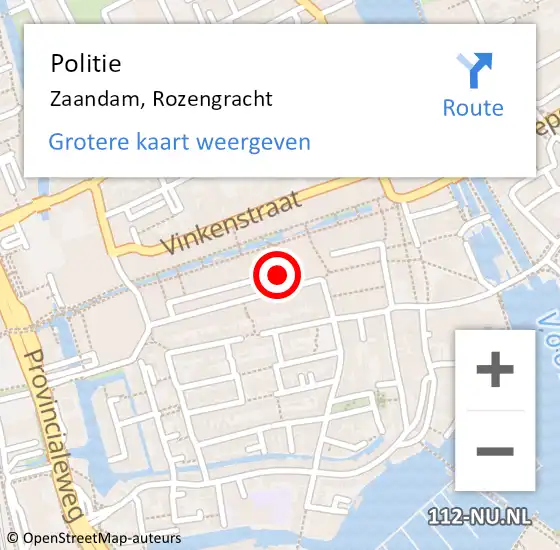 Locatie op kaart van de 112 melding: Politie Zaandam, Rozengracht op 21 oktober 2017 17:22