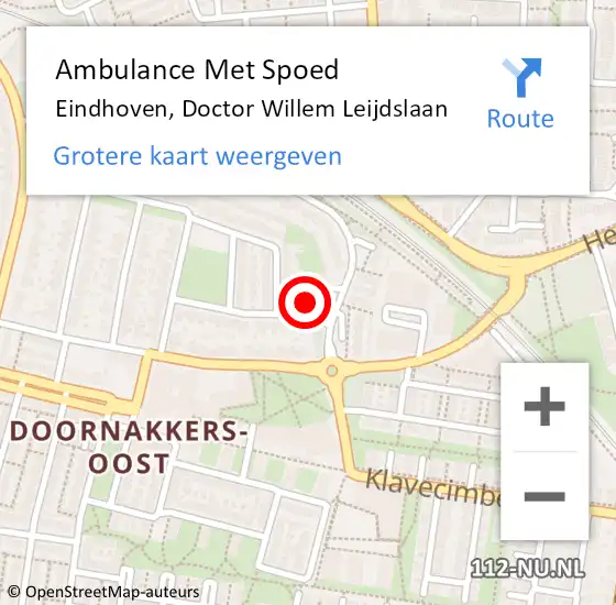 Locatie op kaart van de 112 melding: Ambulance Met Spoed Naar Eindhoven, Doctor Willem Leijdslaan op 21 oktober 2017 17:57