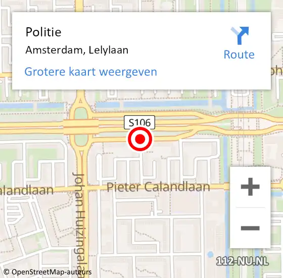 Locatie op kaart van de 112 melding: Politie Amsterdam, Lelylaan op 21 oktober 2017 18:31