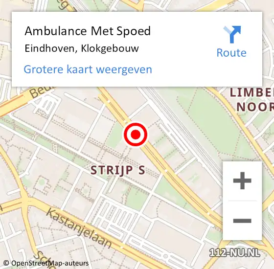 Locatie op kaart van de 112 melding: Ambulance Met Spoed Naar Eindhoven, Klokgebouw op 21 oktober 2017 18:31