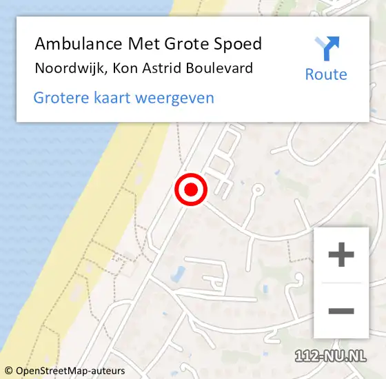 Locatie op kaart van de 112 melding: Ambulance Met Grote Spoed Naar Noordwijk, Kon Astrid Boulevard op 21 oktober 2017 19:37