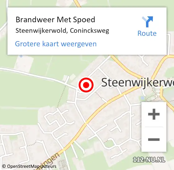 Locatie op kaart van de 112 melding: Brandweer Met Spoed Naar Steenwijkerwold, Conincksweg op 7 september 2013 02:28