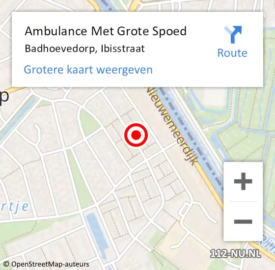 Locatie op kaart van de 112 melding: Ambulance Met Grote Spoed Naar Badhoevedorp, Ibisstraat op 21 oktober 2017 21:21