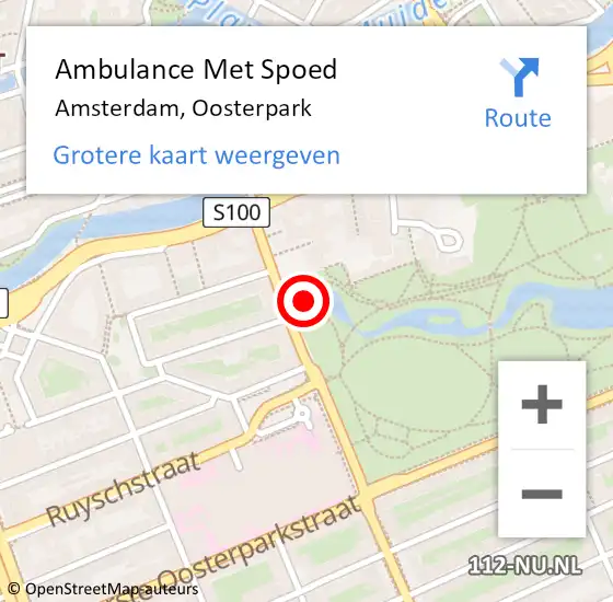 Locatie op kaart van de 112 melding: Ambulance Met Spoed Naar Amsterdam, Oosterpark op 21 oktober 2017 23:13