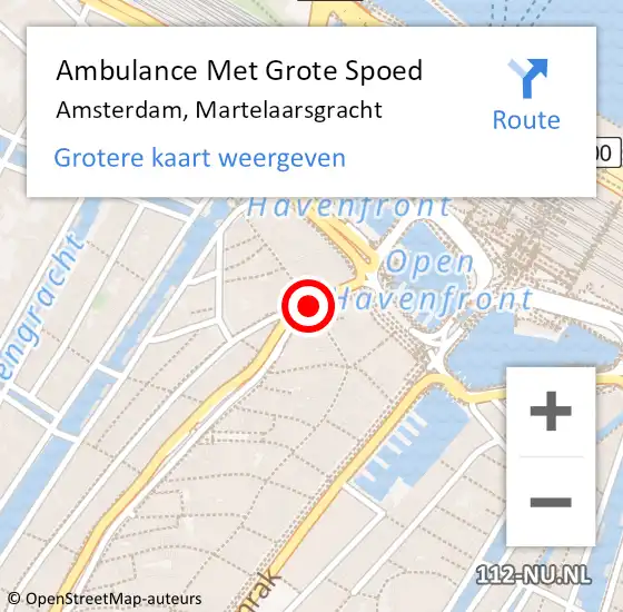 Locatie op kaart van de 112 melding: Ambulance Met Grote Spoed Naar Amsterdam, Martelaarsgracht op 22 oktober 2017 00:40