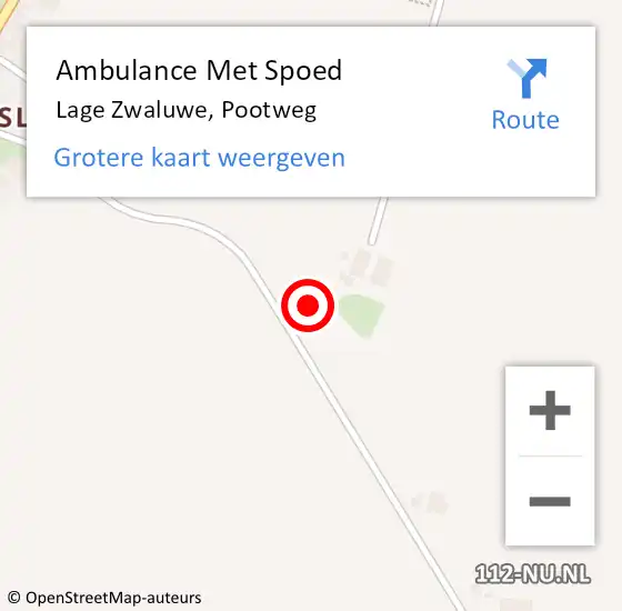 Locatie op kaart van de 112 melding: Ambulance Met Spoed Naar Lage Zwaluwe, Pootweg op 22 oktober 2017 01:10