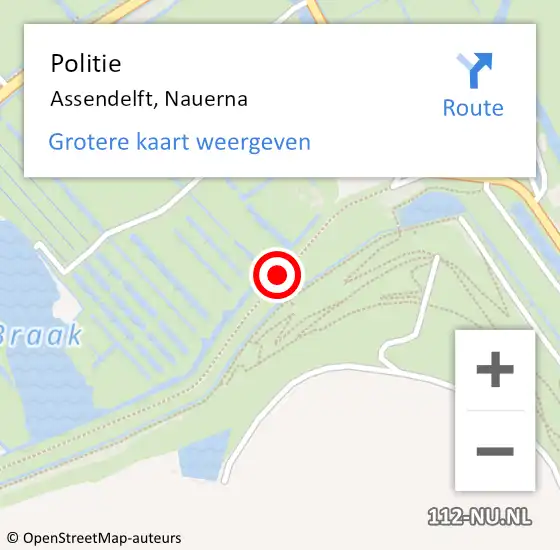 Locatie op kaart van de 112 melding: Politie Assendelft, Nauerna op 22 oktober 2017 01:22