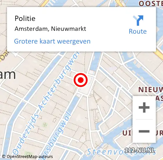 Locatie op kaart van de 112 melding: Politie Amsterdam, Nieuwmarkt op 22 oktober 2017 05:46