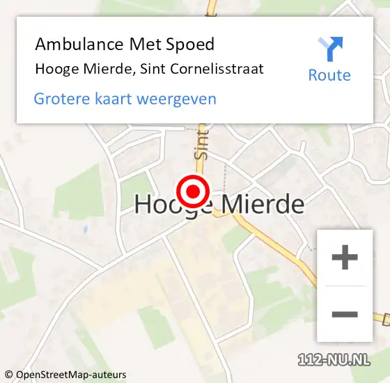 Locatie op kaart van de 112 melding: Ambulance Met Spoed Naar Hooge Mierde, Sint Cornelisstraat op 22 oktober 2017 07:39