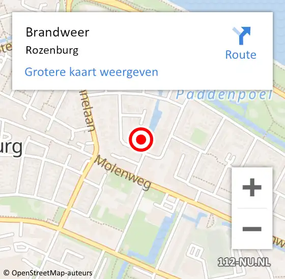 Locatie op kaart van de 112 melding: Brandweer Rozenburg op 22 oktober 2017 09:23