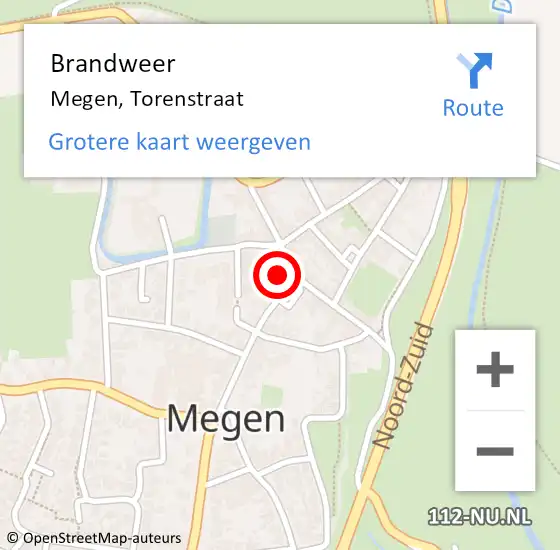 Locatie op kaart van de 112 melding: Brandweer Megen, Torenstraat op 22 oktober 2017 09:34