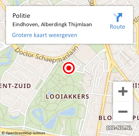 Locatie op kaart van de 112 melding: Politie Eindhoven, Alberdingk Thijmlaan op 22 oktober 2017 09:36
